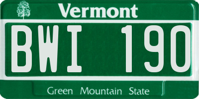 VT license plate BWI190