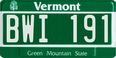 VT license plate BWI191