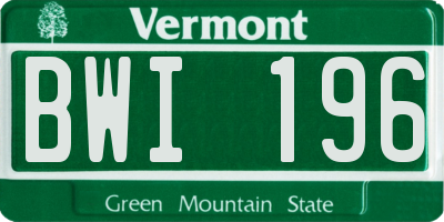 VT license plate BWI196