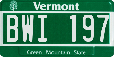 VT license plate BWI197