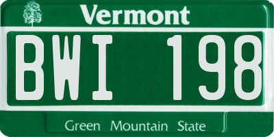 VT license plate BWI198
