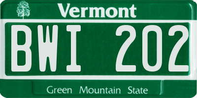 VT license plate BWI202