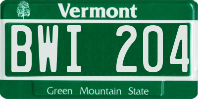 VT license plate BWI204