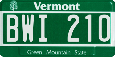 VT license plate BWI210