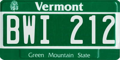 VT license plate BWI212