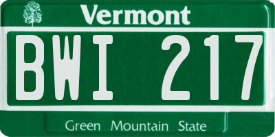 VT license plate BWI217