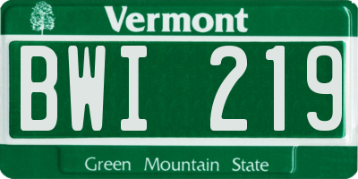 VT license plate BWI219