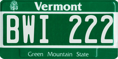 VT license plate BWI222