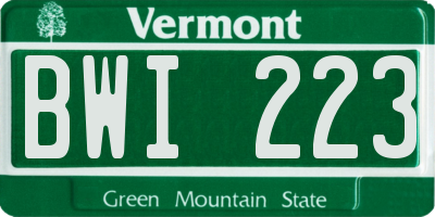 VT license plate BWI223