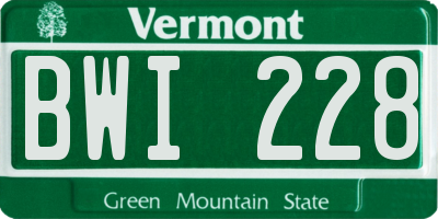 VT license plate BWI228