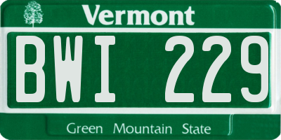 VT license plate BWI229