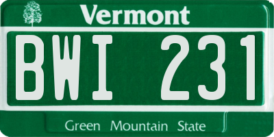 VT license plate BWI231