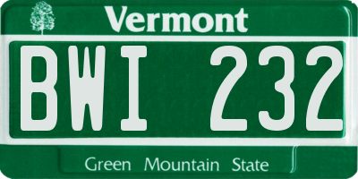 VT license plate BWI232