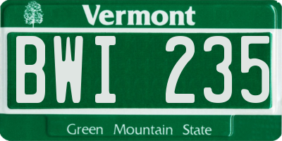 VT license plate BWI235