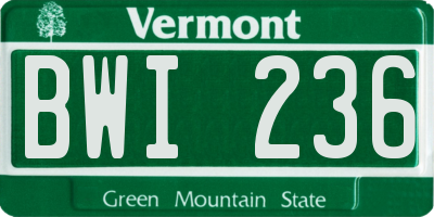 VT license plate BWI236
