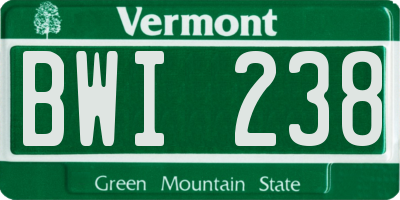 VT license plate BWI238