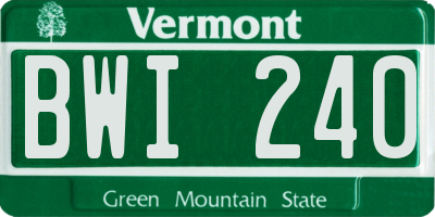 VT license plate BWI240
