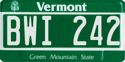 VT license plate BWI242