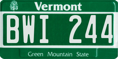 VT license plate BWI244