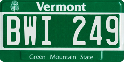VT license plate BWI249