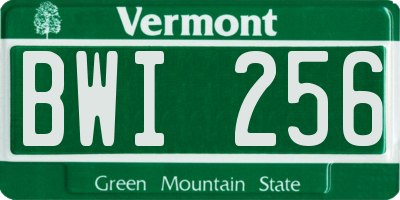 VT license plate BWI256