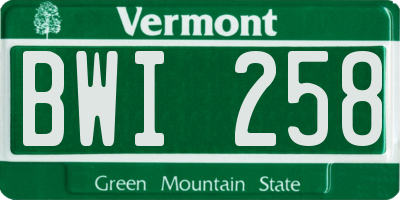 VT license plate BWI258