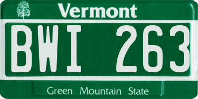 VT license plate BWI263