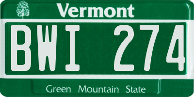 VT license plate BWI274