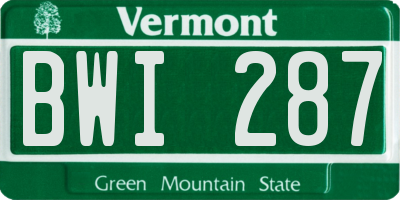 VT license plate BWI287