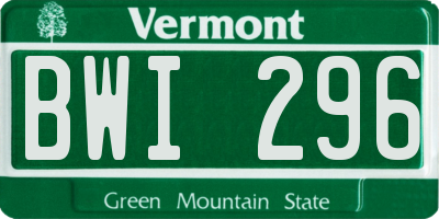 VT license plate BWI296