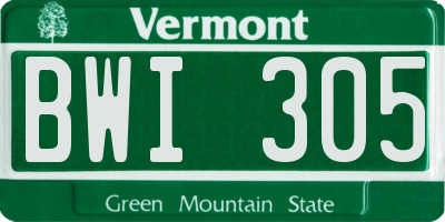 VT license plate BWI305