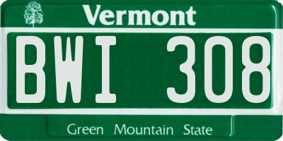 VT license plate BWI308