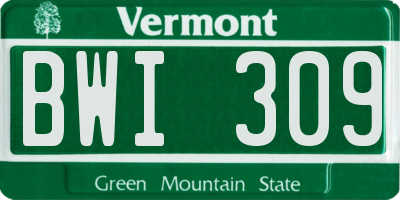 VT license plate BWI309