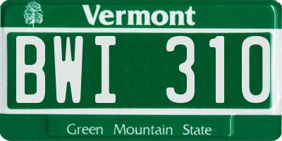 VT license plate BWI310