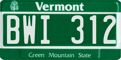 VT license plate BWI312
