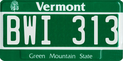 VT license plate BWI313