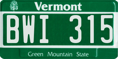 VT license plate BWI315