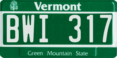 VT license plate BWI317