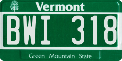 VT license plate BWI318