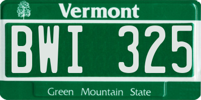 VT license plate BWI325