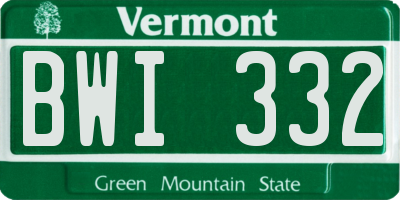 VT license plate BWI332