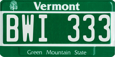VT license plate BWI333
