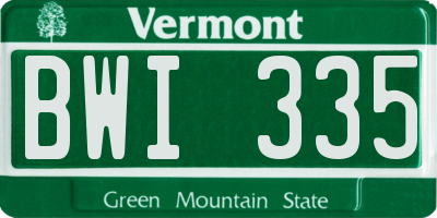 VT license plate BWI335