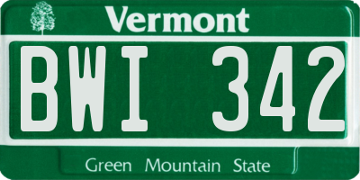 VT license plate BWI342
