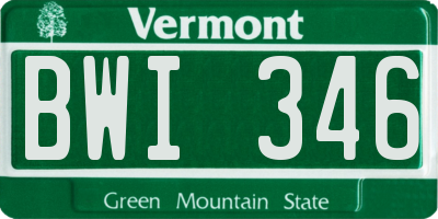 VT license plate BWI346