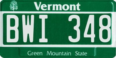 VT license plate BWI348