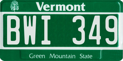 VT license plate BWI349