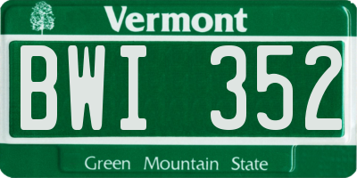 VT license plate BWI352