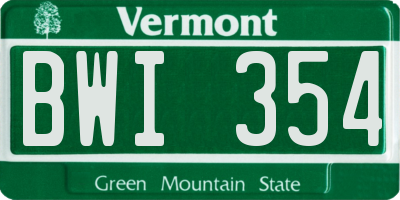 VT license plate BWI354