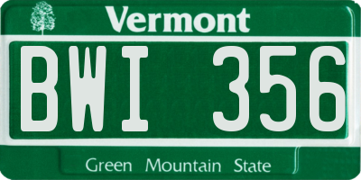 VT license plate BWI356